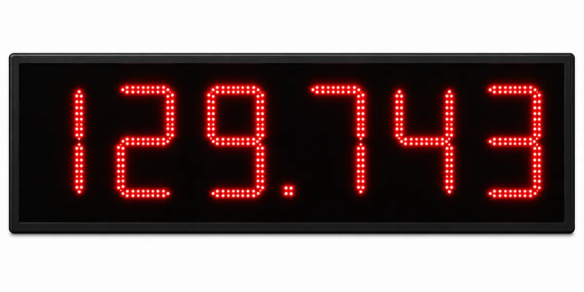 RaceAmerica LED scoreboard, representative of the 8-inch drag scoreboard range